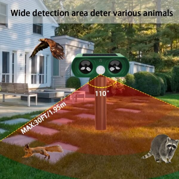 Animal Repellent, Solar Motion Sensor, Outdoor Farm, Garden, Courtyard Solar Power Ultrasonic Animal Repeller Pest Repellent Dog Cat Deer Raccoon - Image 8