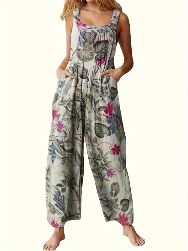 Women's Ethnic Style Suspender Button Printing Jumpsuit - Image 5