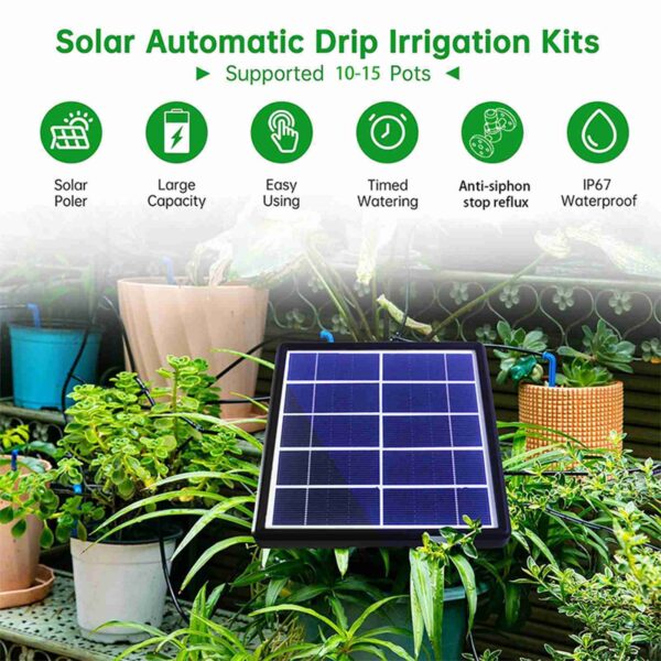 Solar Automatic Watering System IP67 Water Resistant Solar Automatic Drip Irrigation Kit System with Anti Siphoning - Image 7