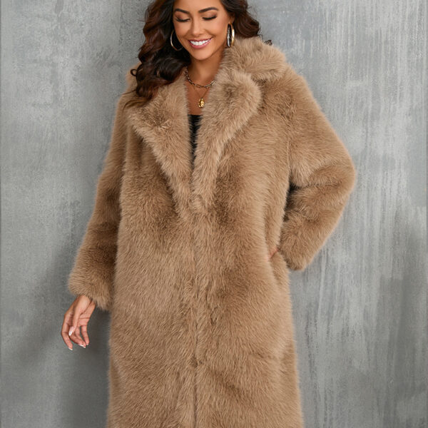 Thickened Long Section Suit Collar Mid-length Plush Fur Coat - Image 5