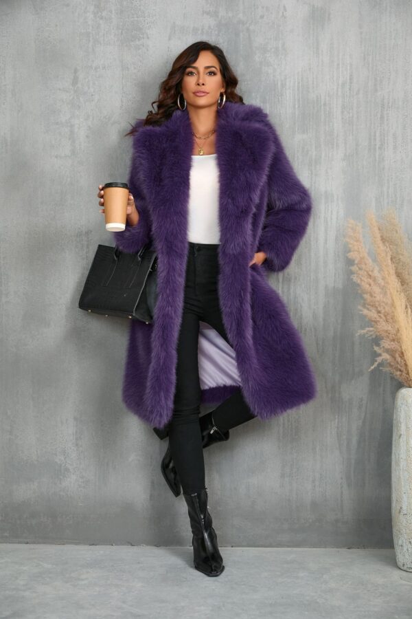 Thickened Long Section Suit Collar Mid-length Plush Fur Coat - Image 9