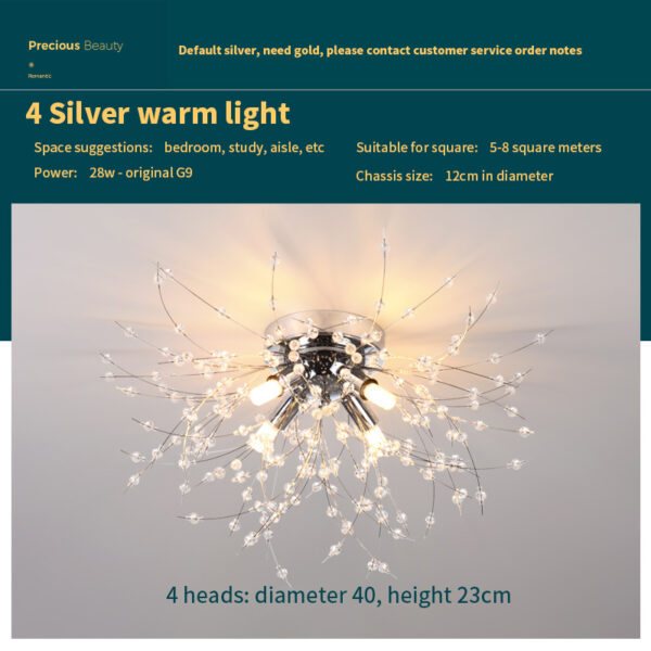 Dandelion Bedroom Crystal Ceiling Lamp - Image 7