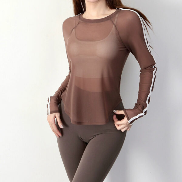 Running Fitness Breathable Long Sleeves Yoga Training Blouse T-shirt Loose - Image 7