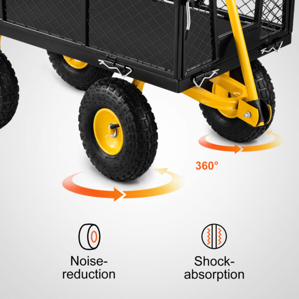 VEVOR Steel Garden Cart, Heavy Duty 900 Lbs Capacity, With Removable Mesh Sides To Convert Into Flatbed, Utility Metal Wagon With Rotating Handle And 10 In Tires, Perfect For Garden, Farm, Yard - Image 8