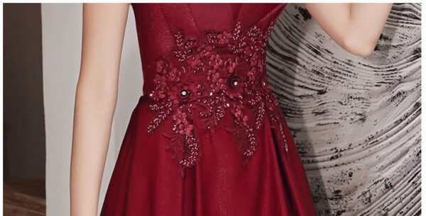 Engagement Strap Evening Dress Simple Atmosphere Wine Red - Image 7