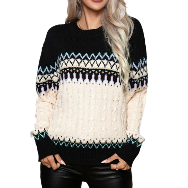 Retro Long Sleeve Knitted Pullover Sweater Women - Image 2