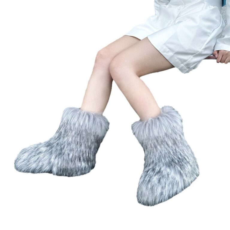 Raccoon Fur Plush Snow Boots - Image 7