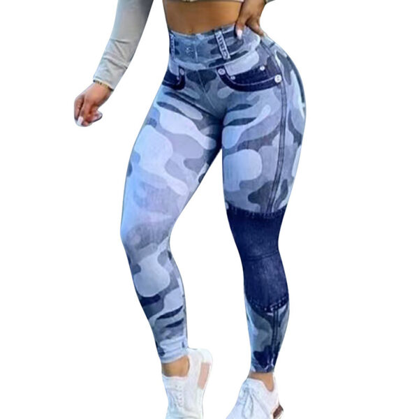 Women's Multicolor Print Camo Slim Fit Butt Lift Yoga Leggings - Image 5