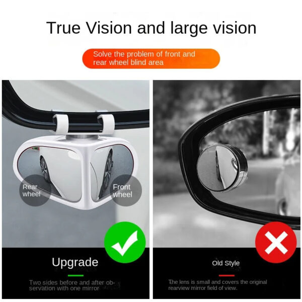 Car Reversing Small Round Mirror Front And Rear Wheel Wide-Angle Mirror Double-Sided Auxiliary Rearview 360 Adjustable Wide Angle Side Rear View Mirror For Car - Image 9