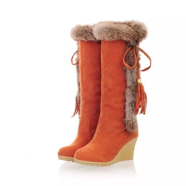 Autumn And Winter New Frosted Plus Size Wedge Boots Fur Integrated High-top For Women - Image 5