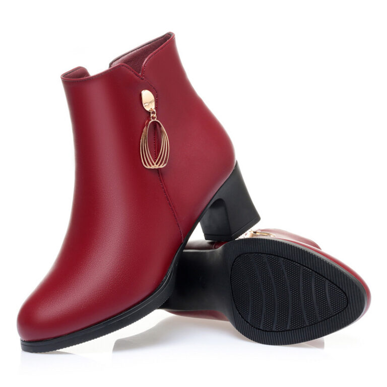 New Side Zipper Mid Heel Boots Women - Image 7