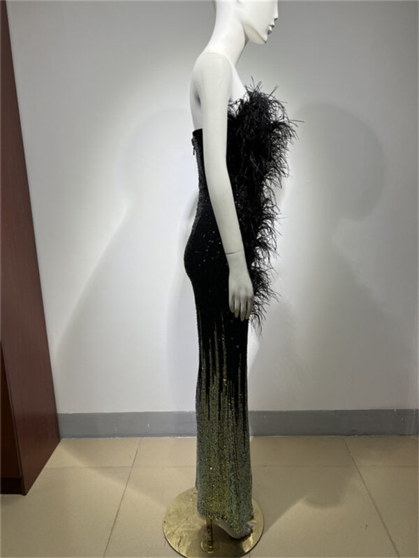 Ostrich Feather Gradient Sequin Tube Top Jumpsuit - Image 4