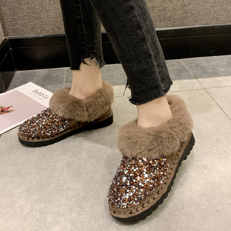 Fashion All-match Soft-soled Sequined Snow Boots Women's Fur In One - Image 7