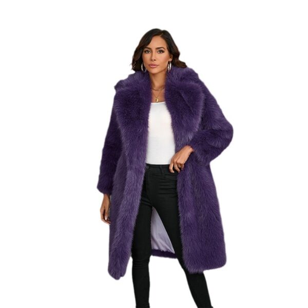 Thickened Long Section Suit Collar Mid-length Plush Fur Coat - Image 6