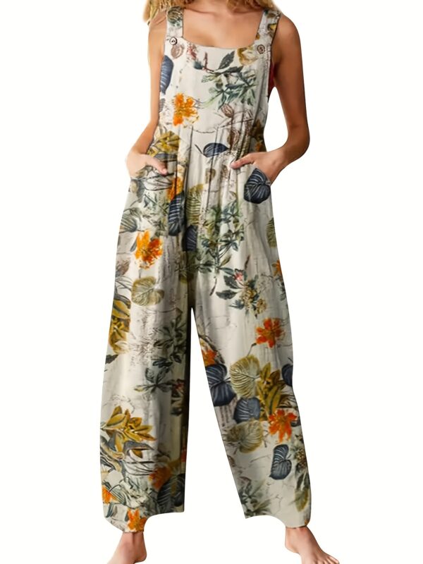 Women's Ethnic Style Suspender Button Printing Jumpsuit - Image 4