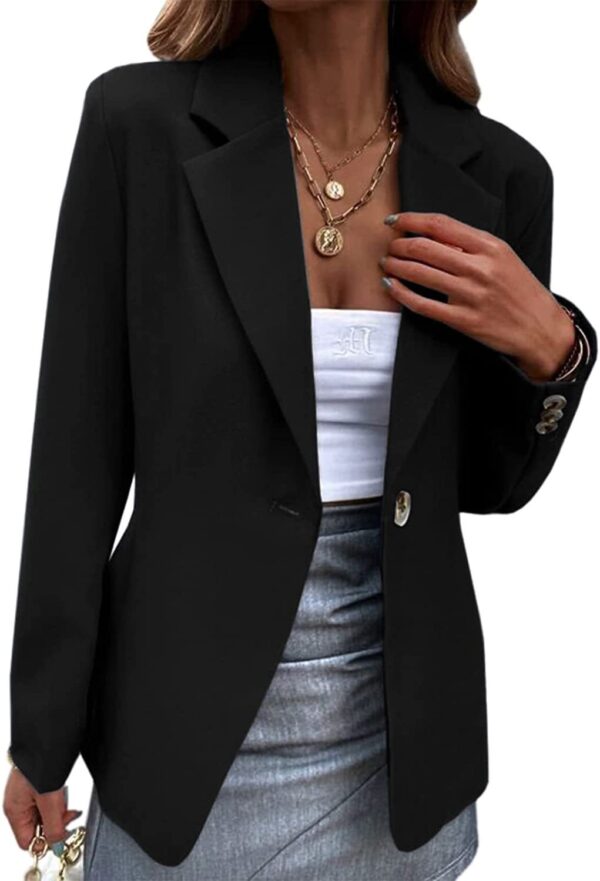 Long Sleeve One Button Suit Coat - Image 5