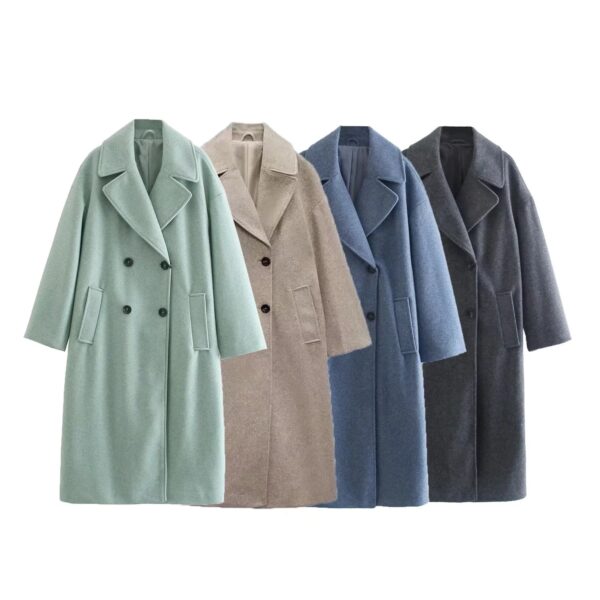 Temperament Commuting Lightly Cooked Wind Solid Color Lapel Woolen Coat - Image 5