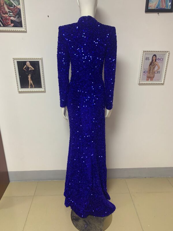 Blue Siren Ji Sequin See-through Dress With High Slit - Image 6