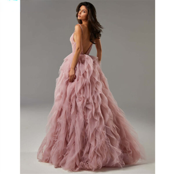 Evening Gown Prom Irregular Spaghetti-strap Mesh Long Dress - Image 7