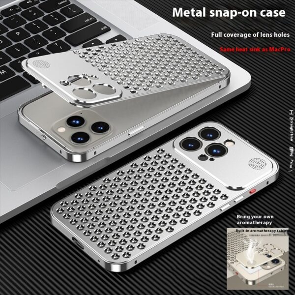 Applicable To Iphone15 Phone Case New Spring Fastener Aromatherapy Heat Dissipation Aluminum Alloy Case