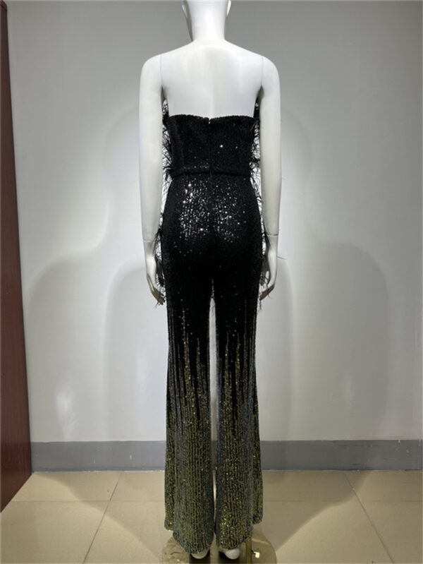 Ostrich Feather Gradient Sequin Tube Top Jumpsuit - Image 10