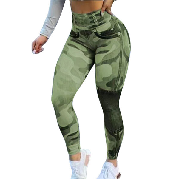 Women's Multicolor Print Camo Slim Fit Butt Lift Yoga Leggings - Image 7