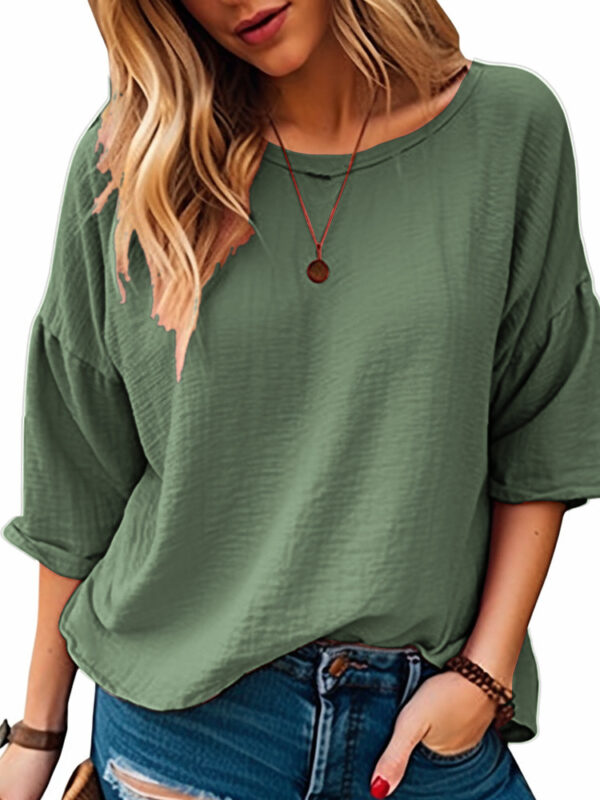 Fashion Women's Wear Comfortable Three-quarter-length-sleeved T-shirt - Image 3