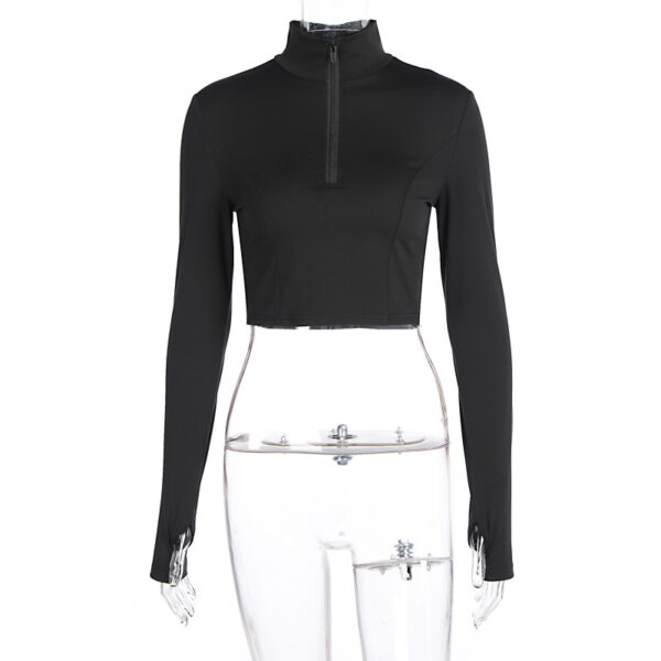 Women's Long-sleeved Tight Turtleneck Cropped T-shirt - Image 8