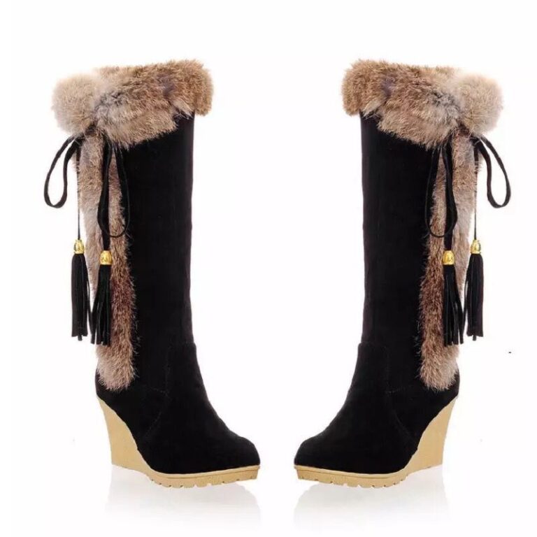 Autumn And Winter New Frosted Plus Size Wedge Boots Fur Integrated High-top For Women - Image 4