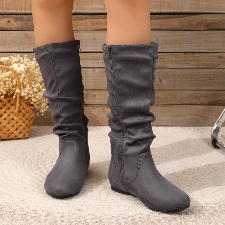 Winter Warm Round Toe Side Zipper Women's Middle Boots - Image 2