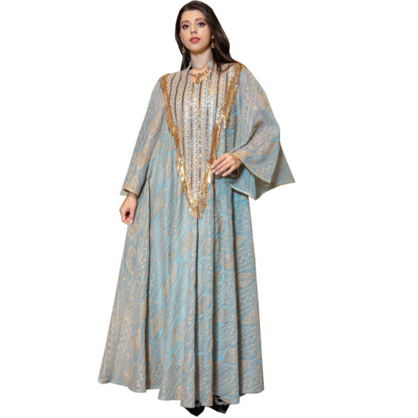 Festival Evening Dress Arabic Dubai Mesh Embroidered Sequins Robe Middle East - Image 8