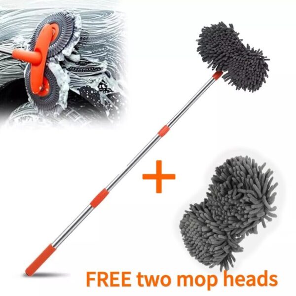 Microfiber Mop Wash Kit Telescopic Car Cleaning Brush With 4 Replacent Header - Image 2