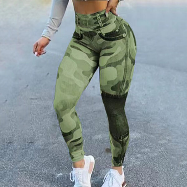 Women's Multicolor Print Camo Slim Fit Butt Lift Yoga Leggings - Image 2