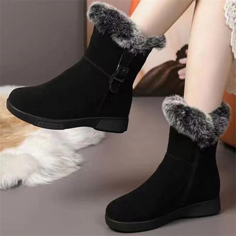 Retro Warm Winter Fleece-lined New Flat Ankle Boots Non-slip Fluffy Cotton Shoes - Image 3