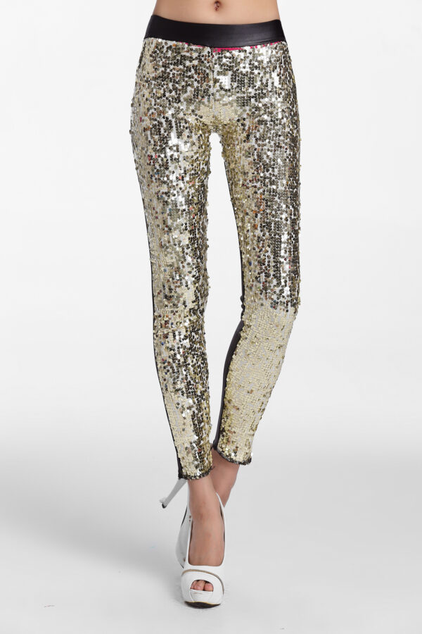 High Elastic Large Size Sequined Leggings - Image 2