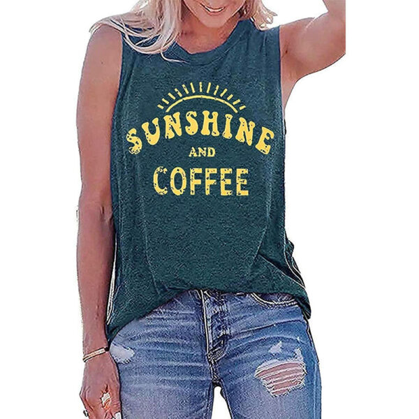 E Printed Round Neck Sleeveless T-shirt For Women - Image 5