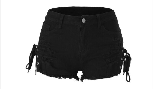 Casual Low Waist Stretch Ripped Washed-out Vintage Denim Shorts For Women - Image 6