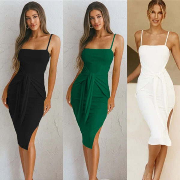 Strap Slit Fashion Casual Tight Women's Dress