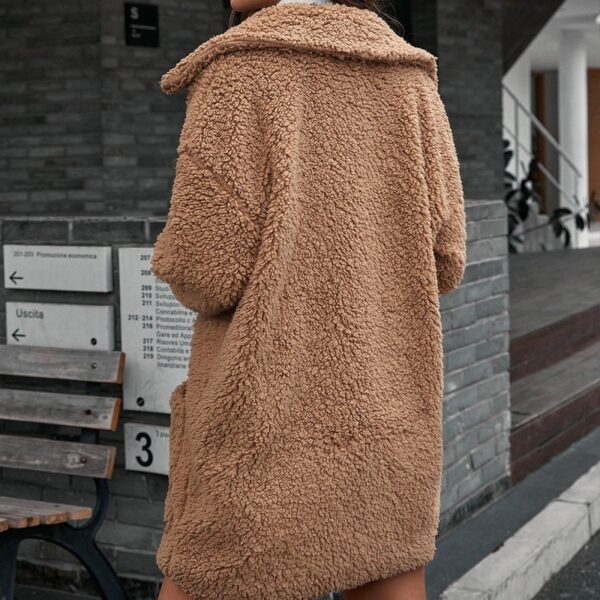 Single Breasted Bubble Fleece Jacket Loose Lapel Lamb Fleece Trench Coat - Image 2