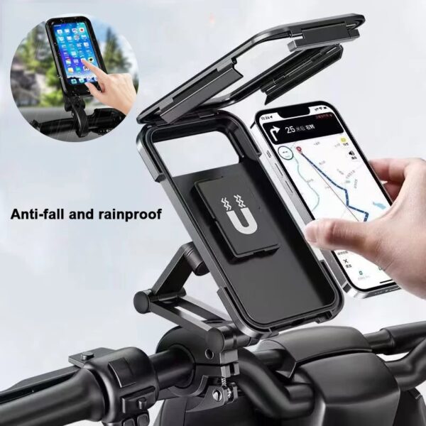 Waterproof Motorcycle Bike Mobile Phone Holder Magnetic Universal Bicycle GPS 360 Degree Swivel Adjustable Motorcycle Cellphone Holder - Image 7