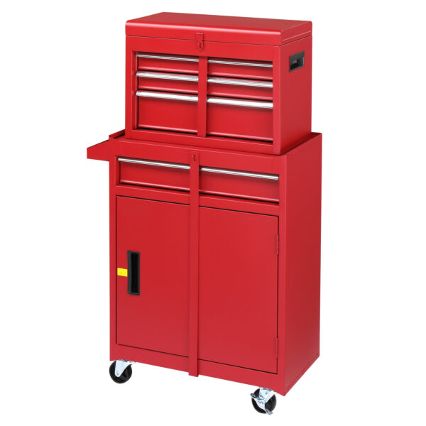 4 Drawer Cabinet With Lock, 330lb Steel, Service Tool Cart Red - Image 4