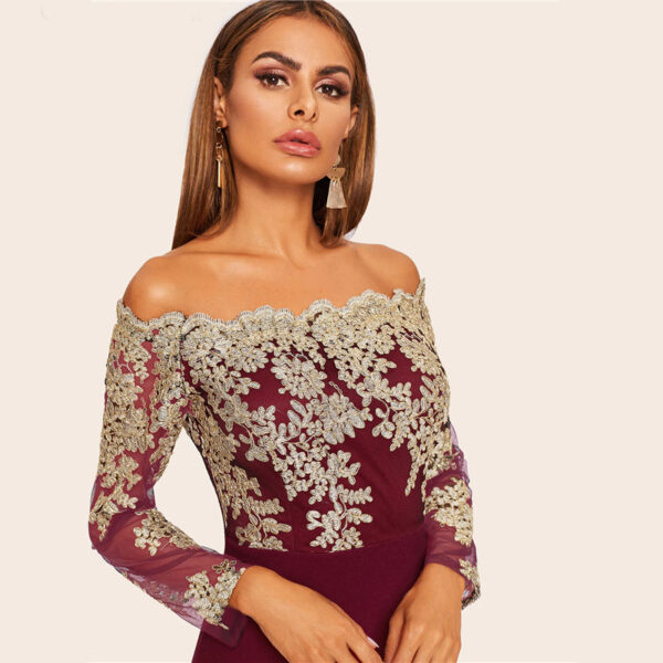 Water-soluble Lace Tube Top Long Sleeve Dress - Image 3