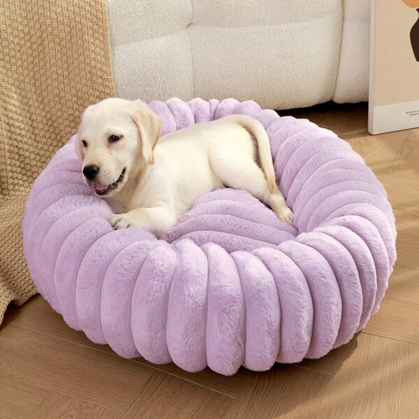 Pet Kennels Long Plush Round Cat Nest Winter Warm Dog Beds Kennel Super Soft Dogs Mat Sofa Pet Deep Sleeping SuppliesPet Products - Image 3