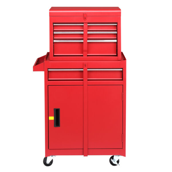 4 Drawer Cabinet With Lock, 330lb Steel, Service Tool Cart Red