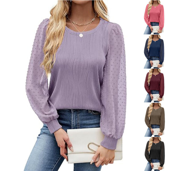 Women's Round Neck Chiffon Puff Sleeve Fashion