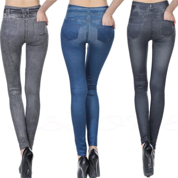 High Waisted Jeggings - Denim Leggings - Image 3