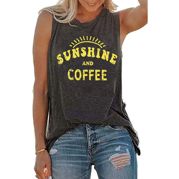 E Printed Round Neck Sleeveless T-shirt For Women - Image 2