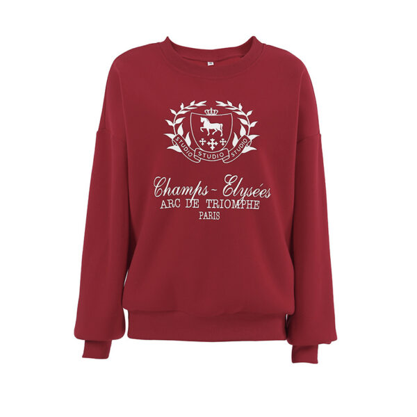 Women's Round Neck Printed Pullover Sweatshirt - Image 3